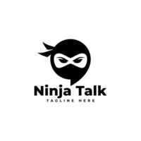 Ninja Talk logo template icon. Bubble chat, text message with ninja face illustration. illustration. vector