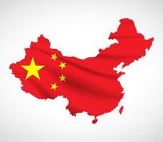 China Map Silhouette with National Flag Design vector