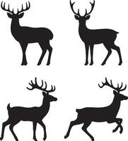 Silhouette deer icon set collection vector