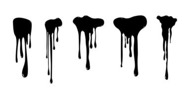 Paint liquid dripping isolated on transparent background. Paint flows. Current paint, stains. Current inks. vector