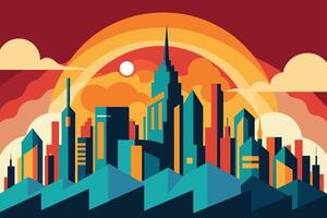 Abstract City Skyline Logo Featuring Negative Space, Modern Urban Design Innovative Abstract City Skyline Logo with Negative Space Elements vector