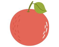 Fruit grapefruit in cartoon hand drawn simple style. Editable variable color vector
