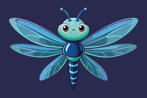 Beautiful dragonfly with shimmering wings in blank background vector