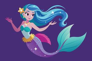 A whimsical mermaid with a sparkling tail vector