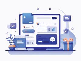 Ui and device illustration Sleek and modern design of apps, Abstract device embodies the spirit of resilience and determination vector