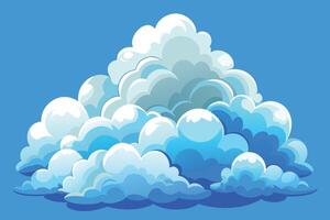 Cluster of fluffy white clouds in a blue sky vector