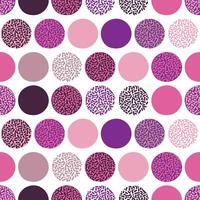 Seamless abstract pattern featuring circles in shades of pink, purple, and mauve with solid and textured designs, ideal for modern backgrounds and fabric prints vector