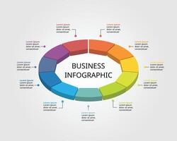 Dodecagon isometric shape template for business infographic for presentation for 11 element vector