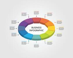 Dodecagon isometric shape template for business infographic for presentation for 12 element vector