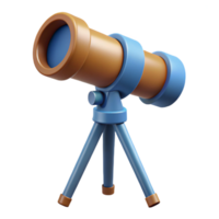3D Cartoon Telescope on Tripod png