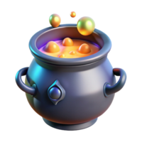 3D Rendering of a Magical Cauldron with Bubbling Potion png