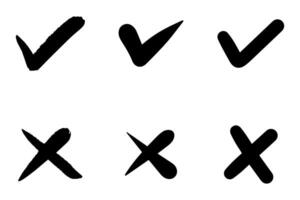 black check mark and cross icon on a white background vector