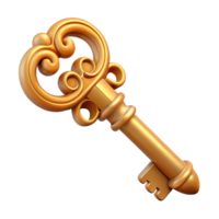 Golden Key 3D Render png