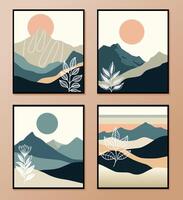 4 collections of elegant and modern abstract mountain images vector