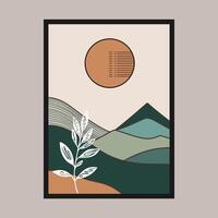 mountain illustration with a touch of abstract and line art vector