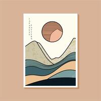 mountain illustration with a touch of texture, grunge, abstract and line art vector