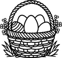 Easter Basket with Eggs vector