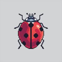 Pixel art illustration Ladybug. Pixelated Lady Bug. Ladybug Insect Icon pixelated for the pixel art game and icon for website and game. old school retro. vector