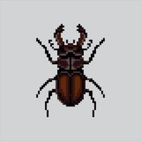 Pixel art illustration Beetle Bug. Pixelated Beetle Horn. Beetle Bug Horn Insect Insect Icon pixelated for the pixel game and icon for website and game. old school retro. vector