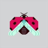 Pixel illustration Ladybug. Pixelated Lady Bug. Ladybug Insect Icon pixelated for the pixel art game and icon for website and game. old school retro. vector