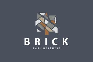 minimalist design concept simple logo brick structure building material illustration template symbol vector