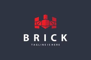 design concept simple logo brick structure building material illustration template symbol vector