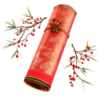 Scroll with Red Ribbon and Berries png
