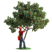 Man Picking Apples from an Apple Tree png