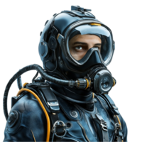 Man in Diving Suit with Mask and Helmet png