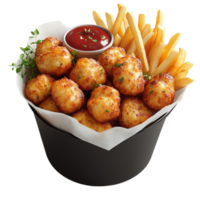 Bucket of Fried Snacks with Fries png