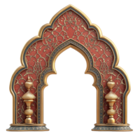 Ornate Door Frame with Red and Gold Color Scheme and Floral Patterns png