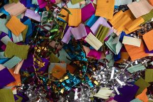 Vibrant confetti and colorful party decorations for celebrations and events photo