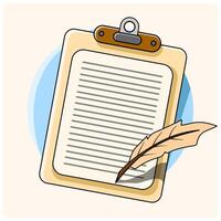 note board with chicken feathers as ink drawing vector