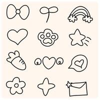 Doodle set of hand-drawn cartoony expression sign doodle vector