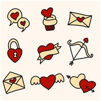 Illustration set of Valentine's Day icons. vector