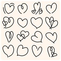 Heart icon doodles with background cream vector