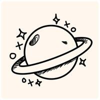 Planet saturn with style doodle drawing vector