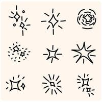 Set of hand drawn light, star and sparkle effect vector