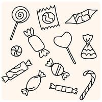Hand Drawn Candy with doodle style vector