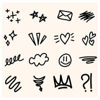 Hand drawn simple elements set with background cream vector