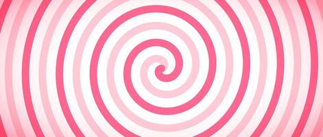 Candy color spiral background. Pink rotating swirl pattern wallpaper. Cute spinning line vortex for template, banner, poster, flyer. Sweet cartoon twist or whirlpool. Ice cream backdrop vector