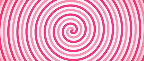 Candy color spiral background. Pink rotating swirl pattern wallpaper. Colorful spinning line vortex for template, banner, poster, flyer. Sweet cartoon twist or whirlpool. Ice cream backdrop vector