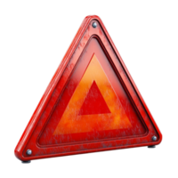 Aged Red Triangle Warning Sign with Metallic Texture and Rust Marks png