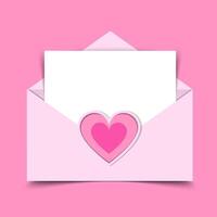 an envelope with a heart on it and a blank card vector