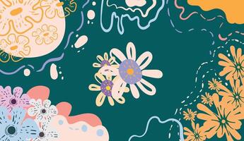 Design banner frame flower Spring background with beautiful. flower background for design. Colorful background with tropical plants. Place for your text. vector