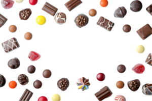 Assorted Chocolates with Colorful Candies in a Creative Design png