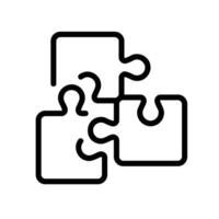 puzzle Line Icon White Background vector