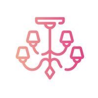 chandelier Line Gradient Icon White Background vector