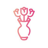 flower pot Line Gradient Icon White Background vector