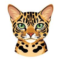 A cat with green eyes and a black and white pattern vector